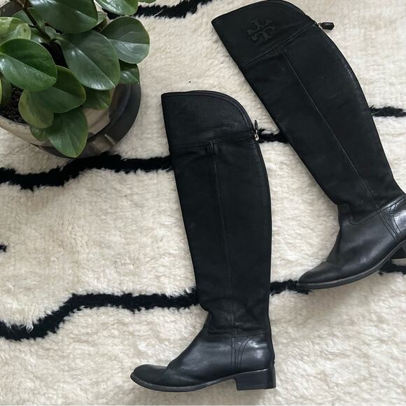 Tory Burch Simone Black Over-the-Knee Riding Boots - Picture 8 of 12